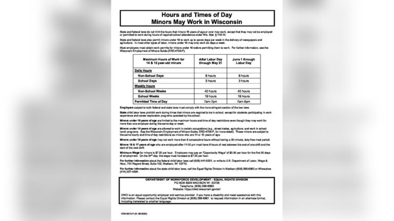 Labor Laws in Wisconsin for Minors
