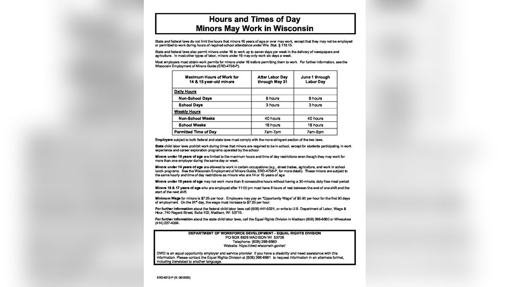 Labor Laws in Wisconsin for Minors