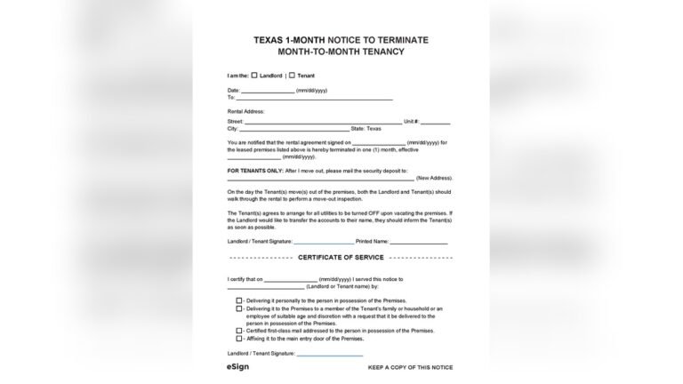 Month-To-Month Lease Laws in Texas