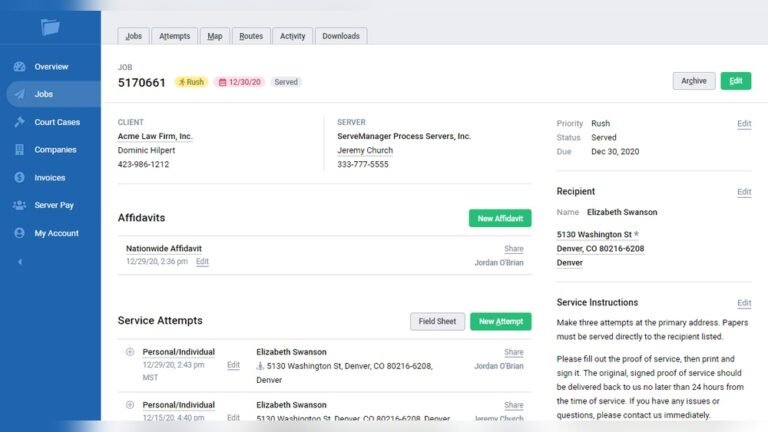 Serve Manager Software For Process Servers